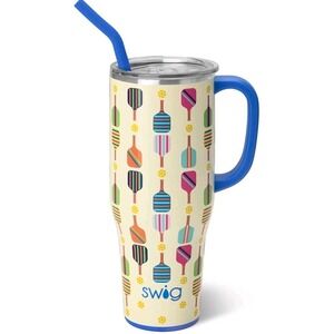 SWIG Pickleball AOP Mega Mug 40oz hot/cold Stainless Steel Tumbler w/ Handle
